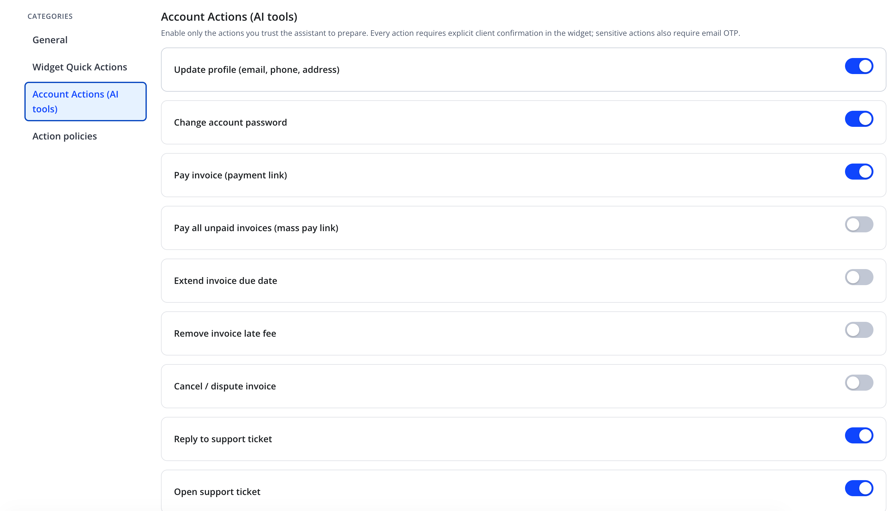 Account Actions (AI tools) — part 1