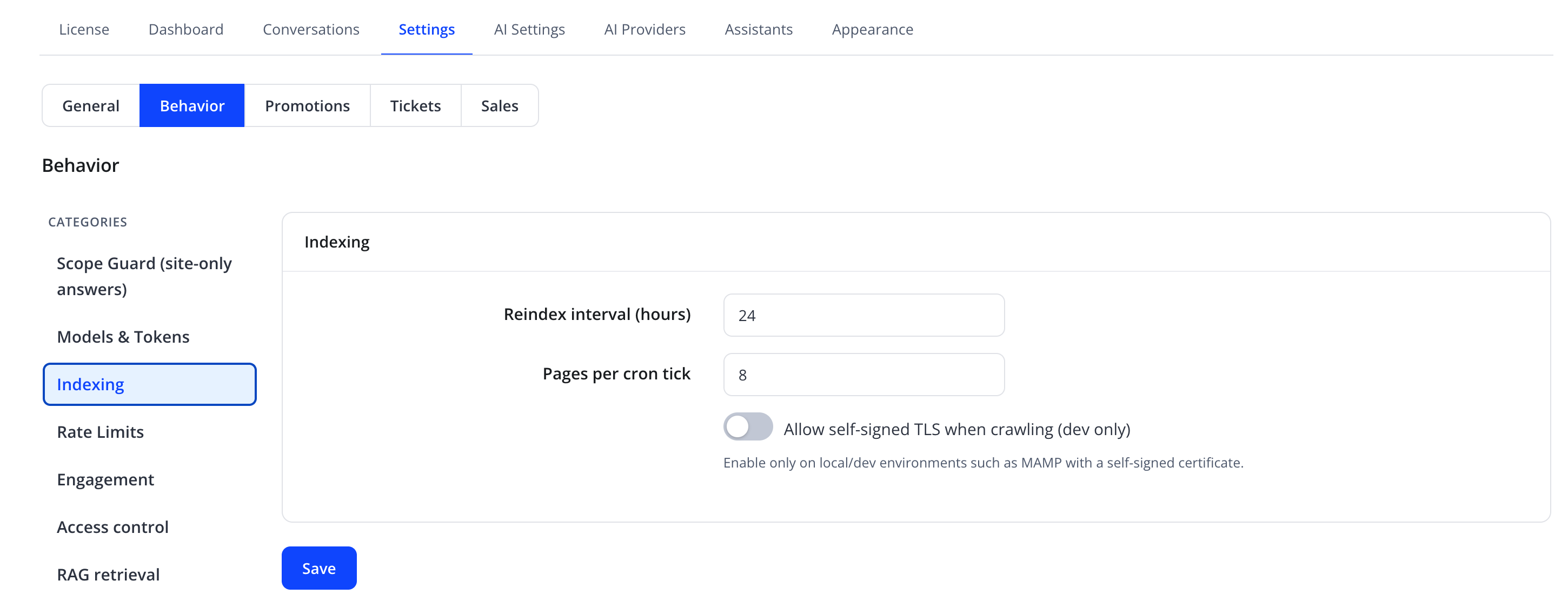 Indexing category