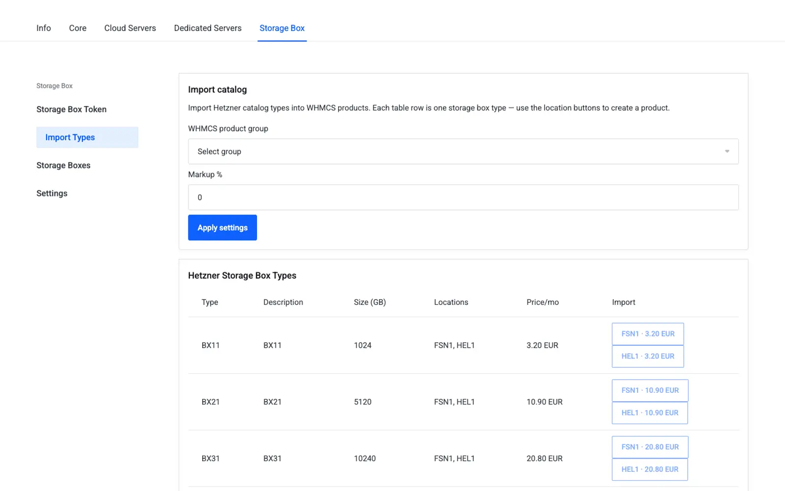 Import Storage Box types